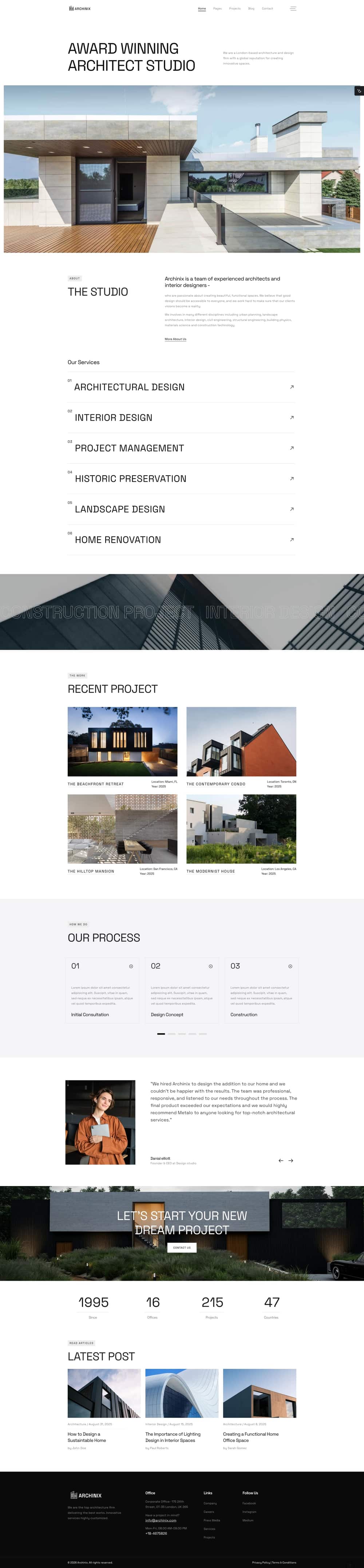 Archinix — a Architecture & Design website design