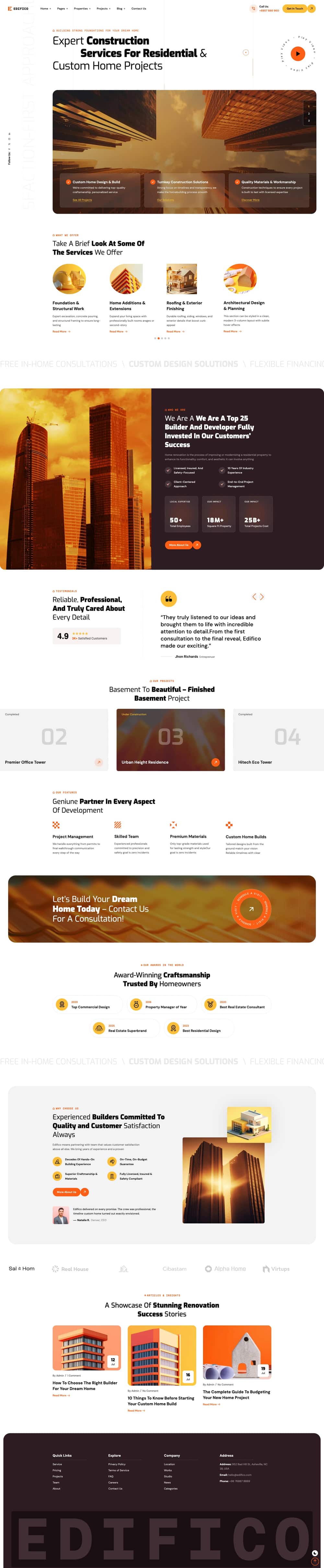 Edifico — a General Contractors website design
