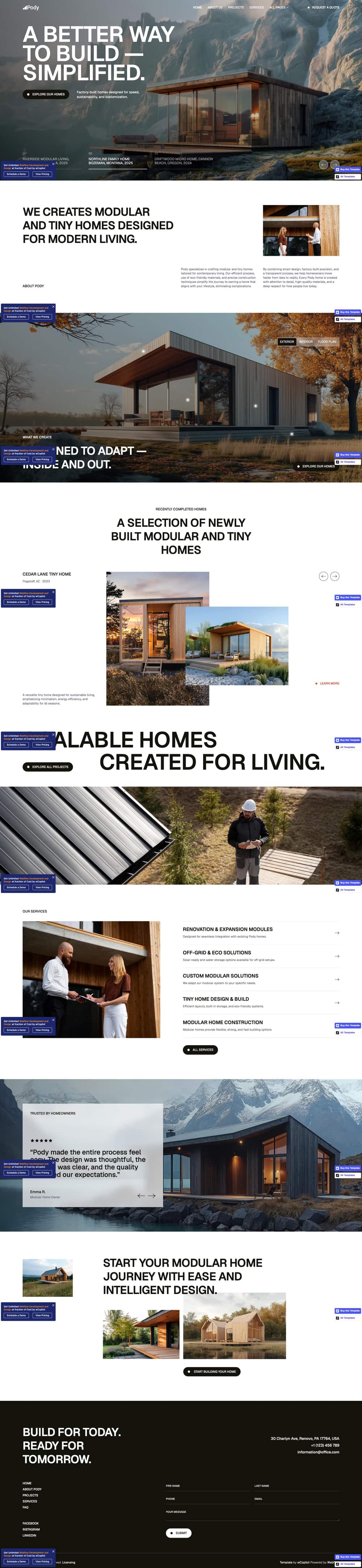 Pody — a General Contractors website design